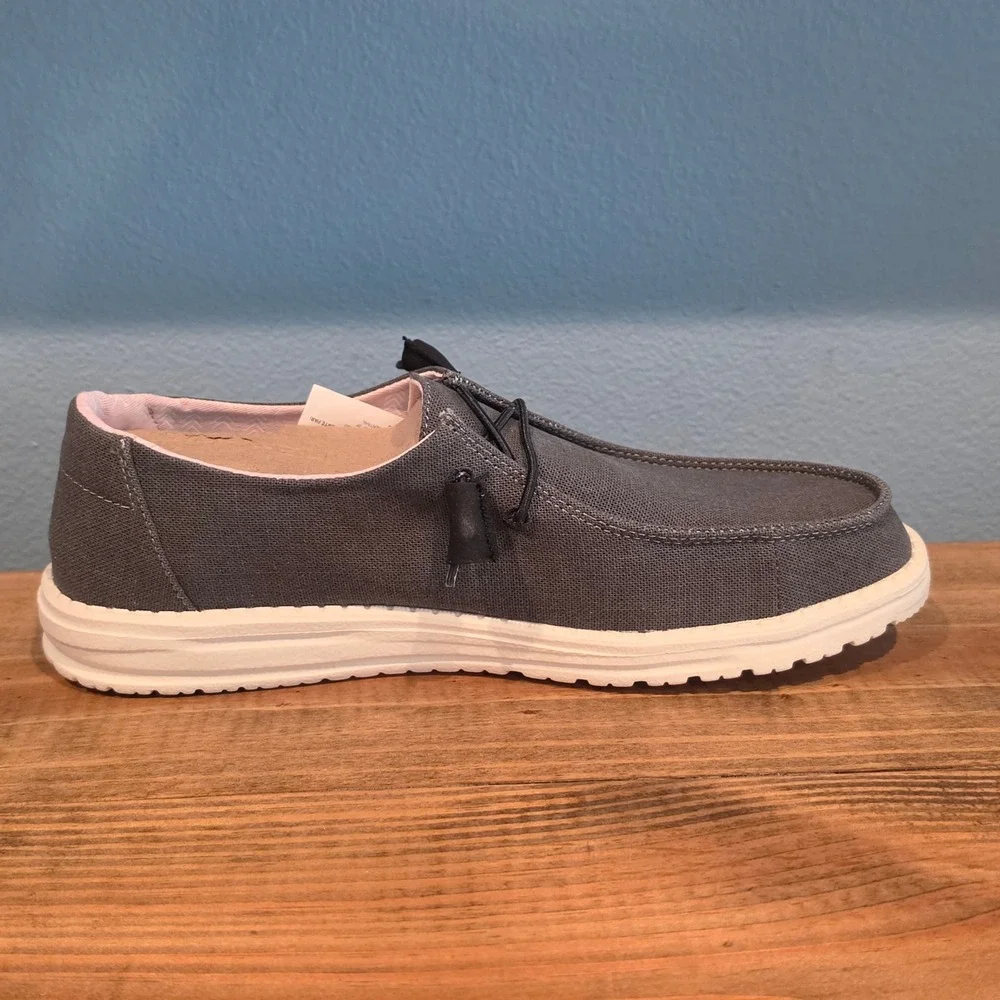 Hey Dude Womens Wendy Chambray Loafers Grey Canvas Slip On Casual Shoes Size 10 - Picture 8 of 12